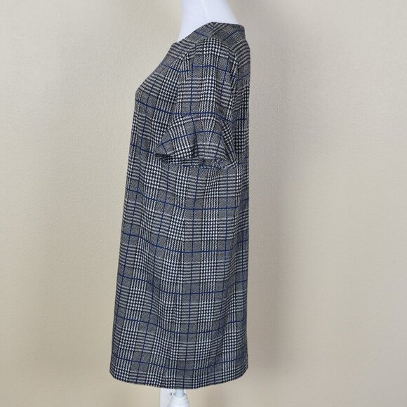 Calvin Klein Houndstooth Plaid Ruffle Sleeve Shift Dress - 8 - Picture 6 of 9